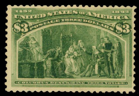 US Stamp Value Scott # 243 - US$3.00 1893 Columbian Exposition. Daniel Kelleher Auctions, Jan 2015, Sale 663, Lot 1484