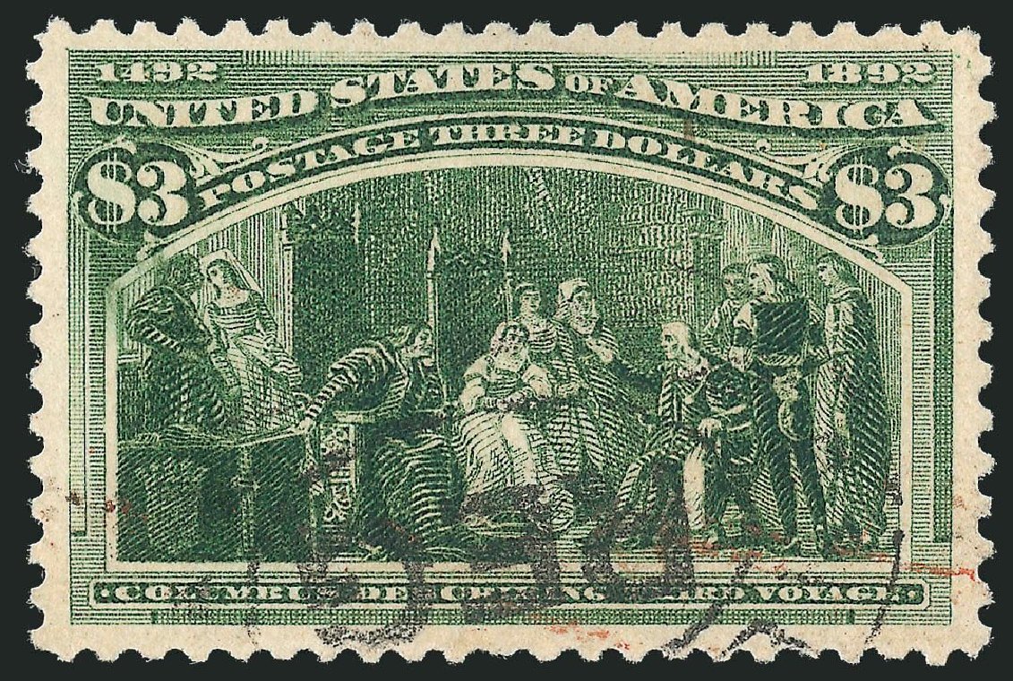 Value of US Stamp Scott Cat. #243: US$3.00 1893 Columbian Exposition. Robert Siegel Auction Galleries, Jul 2013, Sale 1050, Lot 384
