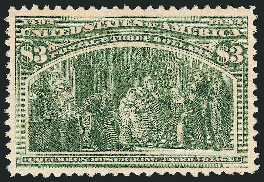 US Stamp Price Scott Cat. 243 - 1893 US$3.00 Columbian Exposition. Robert Siegel Auction Galleries, Oct 2010, Sale 997, Lot 5714