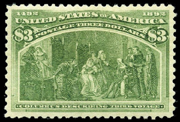 US Stamp Price Scott Cat. 243 - 1893 US$3.00 Columbian Exposition. Matthew Bennett International, Feb 2012, Sale 340, Lot 325