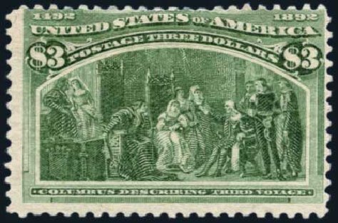 US Stamps Value Scott Catalog 243: US$3.00 1893 Columbian Exposition. Harmer-Schau Auction Galleries, Jan 2014, Sale 100, Lot 505
