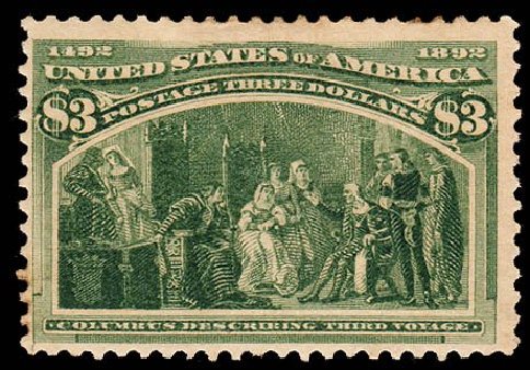 Value of US Stamps Scott #243 - 1893 US$3.00 Columbian Exposition. Daniel Kelleher Auctions, May 2014, Sale 652, Lot 375