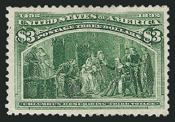US Stamp Value Scott Catalogue 243 - 1893 US$3.00 Columbian Exposition. Robert Siegel Auction Galleries, Mar 2011, Sale 1007, Lot 2445