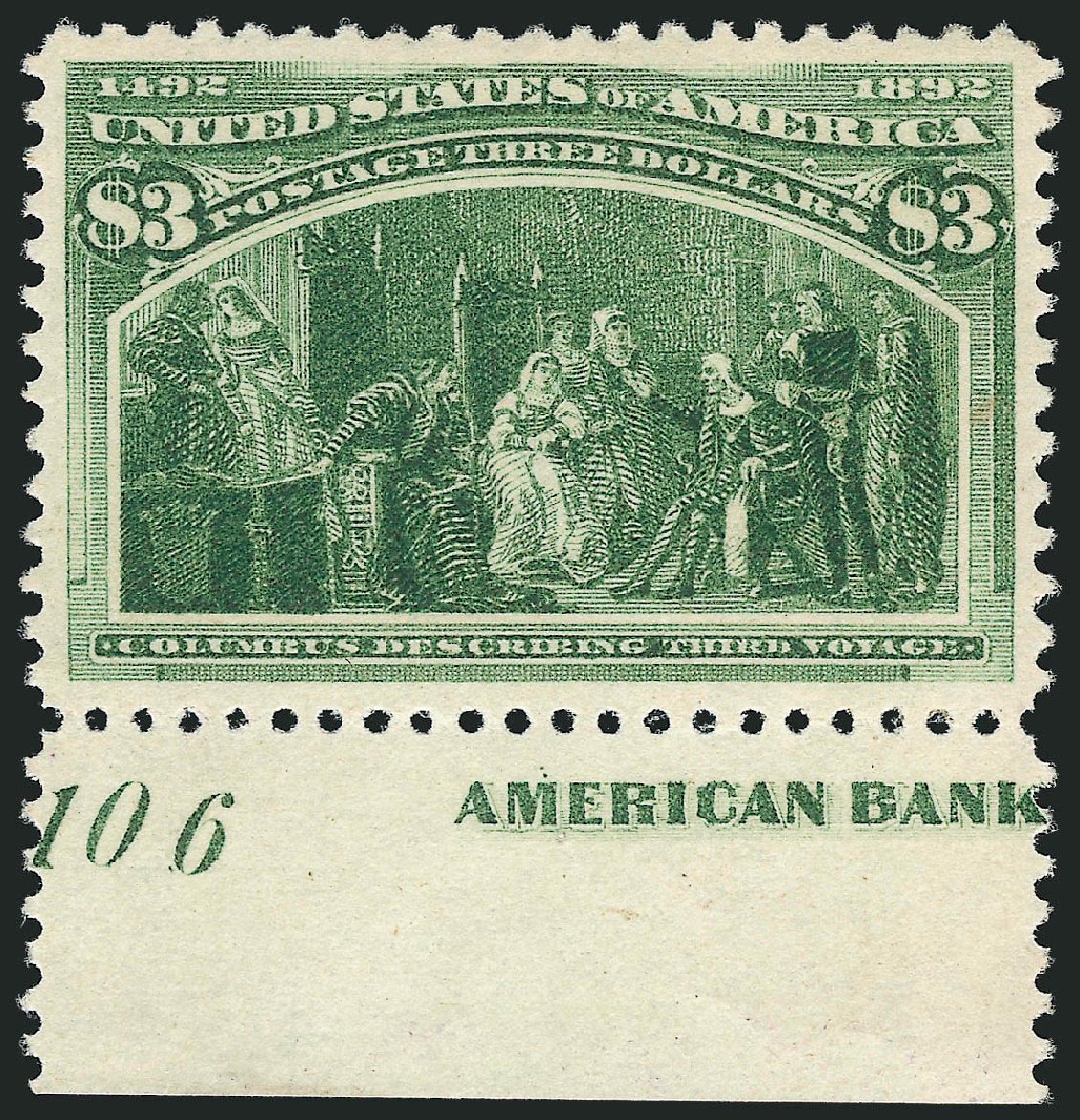 Costs of US Stamp Scott Catalog # 243: US$3.00 1893 Columbian Exposition. Robert Siegel Auction Galleries, Dec 2011, Sale 1017, Lot 635