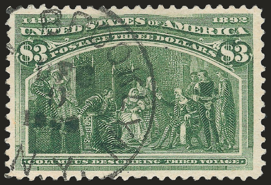 Value of US Stamps Scott Catalogue #243 - US$3.00 1893 Columbian Exposition. Robert Siegel Auction Galleries, Jun 2009, Sale 975, Lot 1545