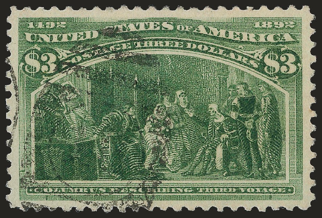 Values of US Stamps Scott Catalogue #243: US$3.00 1893 Columbian Exposition. Robert Siegel Auction Galleries, Jun 2010, Sale 989, Lot 165