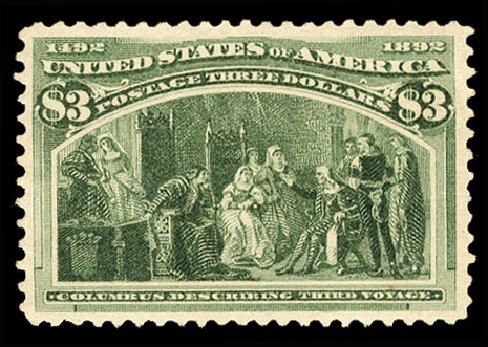 Value of US Stamps Scott Cat. # 243 - 1893 US$3.00 Columbian Exposition. Cherrystone Auctions, Nov 2009, Sale 200911, Lot 3092