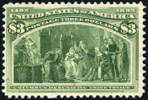 Cost of US Stamps Scott Catalog #243: US$3.00 1893 Columbian Exposition. Harmer-Schau Auction Galleries, Apr 2010, Sale 85, Lot 272