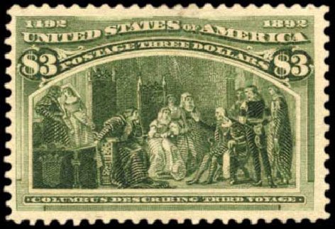 Value of US Stamp Scott Catalog # 243: US$3.00 1893 Columbian Exposition. Harmer-Schau Auction Galleries, Oct 2010, Sale 87, Lot 212