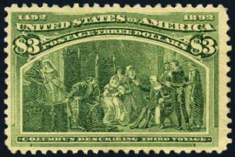 US Stamp Price Scott #243: US$3.00 1893 Columbian Exposition. Harmer-Schau Auction Galleries, Oct 2012, Sale 95, Lot 212