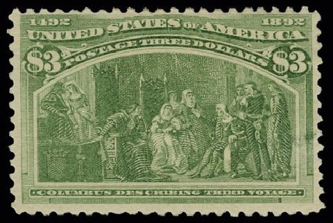 Price of US Stamps Scott Cat. #243 - US$3.00 1893 Columbian Exposition. H.R. Harmer, May 2014, Sale 3005, Lot 1182