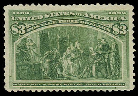 US Stamp Value Scott Cat. # 243 - 1893 US$3.00 Columbian Exposition. Daniel Kelleher Auctions, Jun 2012, Sale 630, Lot 1552