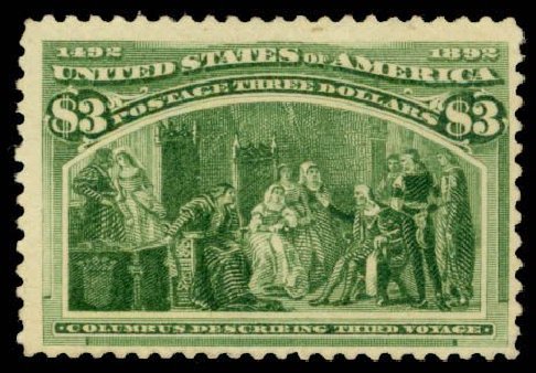 US Stamp Values Scott # 243: US$3.00 1893 Columbian Exposition. Daniel Kelleher Auctions, Apr 2013, Sale 636, Lot 202