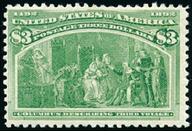 US Stamps Value Scott Catalog #243 - 1893 US$3.00 Columbian Exposition. Schuyler J. Rumsey Philatelic Auctions, Apr 2015, Sale 60, Lot 2242