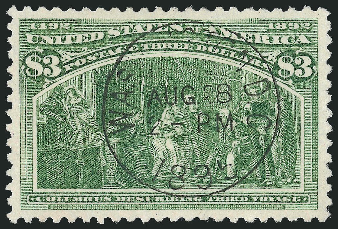 US Stamp Prices Scott Catalogue #243 - 1893 US$3.00 Columbian Exposition. Robert Siegel Auction Galleries, Oct 2011, Sale 1014, Lot 1552