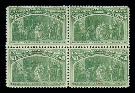 Costs of US Stamps Scott Catalogue # 243: US$3.00 1893 Columbian Exposition. Matthew Bennett International, Jun 2007, Sale 319, Lot 1273