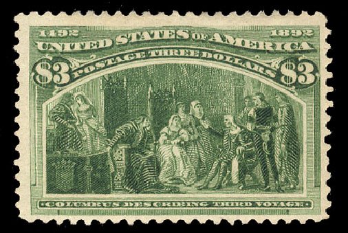Cost of US Stamps Scott Cat. 243: US$3.00 1893 Columbian Exposition. Cherrystone Auctions, Jun 2010, Sale 201006, Lot 23