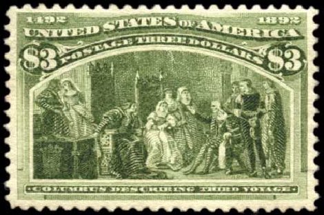 US Stamp Price Scott # 243 - 1893 US$3.00 Columbian Exposition. Harmer-Schau Auction Galleries, Oct 2010, Sale 87, Lot 213