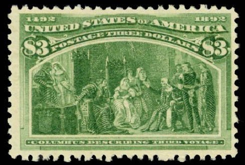 Price of US Stamps Scott Catalogue #243: 1893 US$3.00 Columbian Exposition. Daniel Kelleher Auctions, Apr 2013, Sale 636, Lot 203