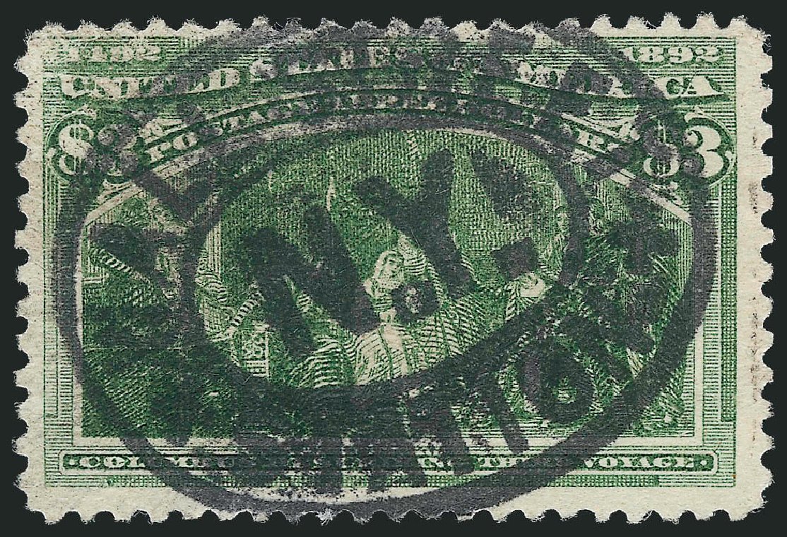Values of US Stamps Scott Catalogue 243 - US$3.00 1893 Columbian Exposition. Robert Siegel Auction Galleries, Oct 2011, Sale 1014, Lot 1553