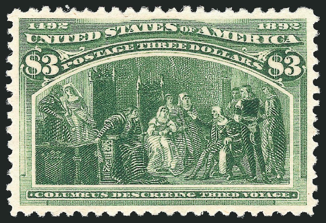 US Stamps Prices Scott Catalog 243 - 1893 US$3.00 Columbian Exposition. Robert Siegel Auction Galleries, Jun 2012, Sale 1026, Lot 1323