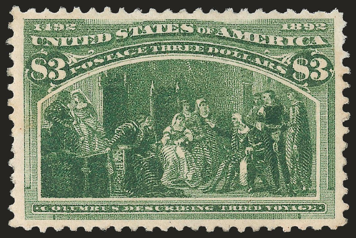 Cost of US Stamps Scott Catalog #243: US$3.00 1893 Columbian Exposition. Robert Siegel Auction Galleries, Jun 2009, Sale 975, Lot 1543