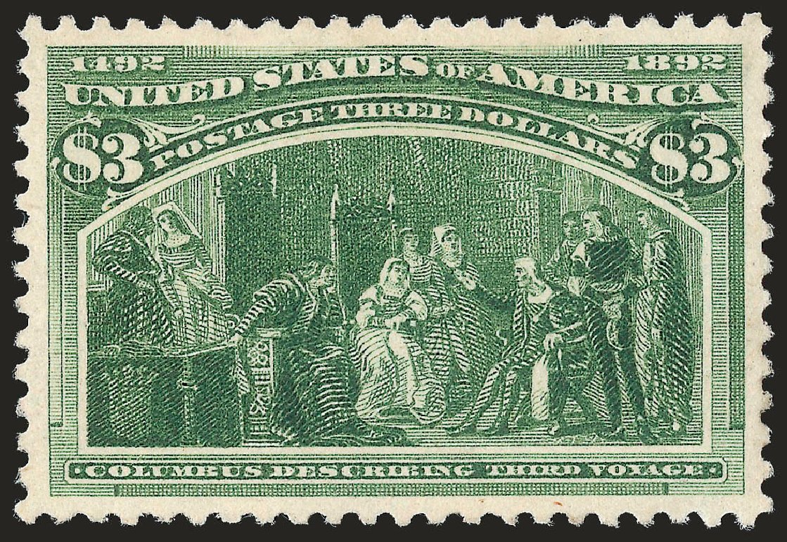 US Stamp Prices Scott Catalogue 243 - 1893 US$3.00 Columbian Exposition. Robert Siegel Auction Galleries, Apr 2010, Sale 984, Lot 593