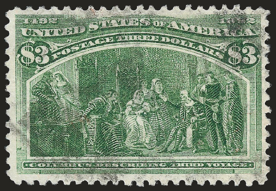 US Stamp Values Scott Catalogue #243 - 1893 US$3.00 Columbian Exposition. Robert Siegel Auction Galleries, Jun 2010, Sale 992, Lot 2333