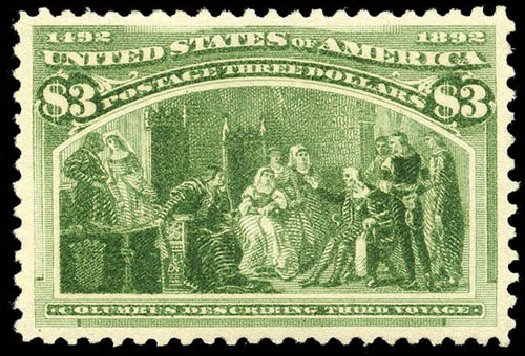 Cost of US Stamps Scott Catalog 243 - 1893 US$3.00 Columbian Exposition. Matthew Bennett International, Apr 2008, Sale 326, Lot 226