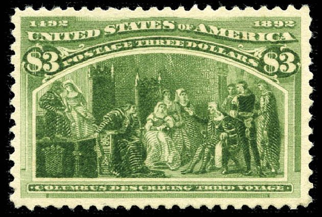 Price of US Stamps Scott Cat. #243 - US$3.00 1893 Columbian Exposition. Matthew Bennett International, Feb 2012, Sale 340, Lot 326