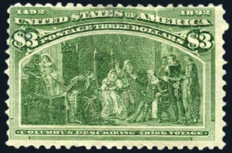 US Stamps Values Scott #243 - 1893 US$3.00 Columbian Exposition. Harmer-Schau Auction Galleries, Apr 2009, Sale 81, Lot 576