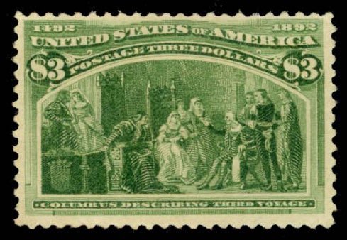 Price of US Stamps Scott Cat. #243: 1893 US$3.00 Columbian Exposition. Daniel Kelleher Auctions, May 2014, Sale 652, Lot 376