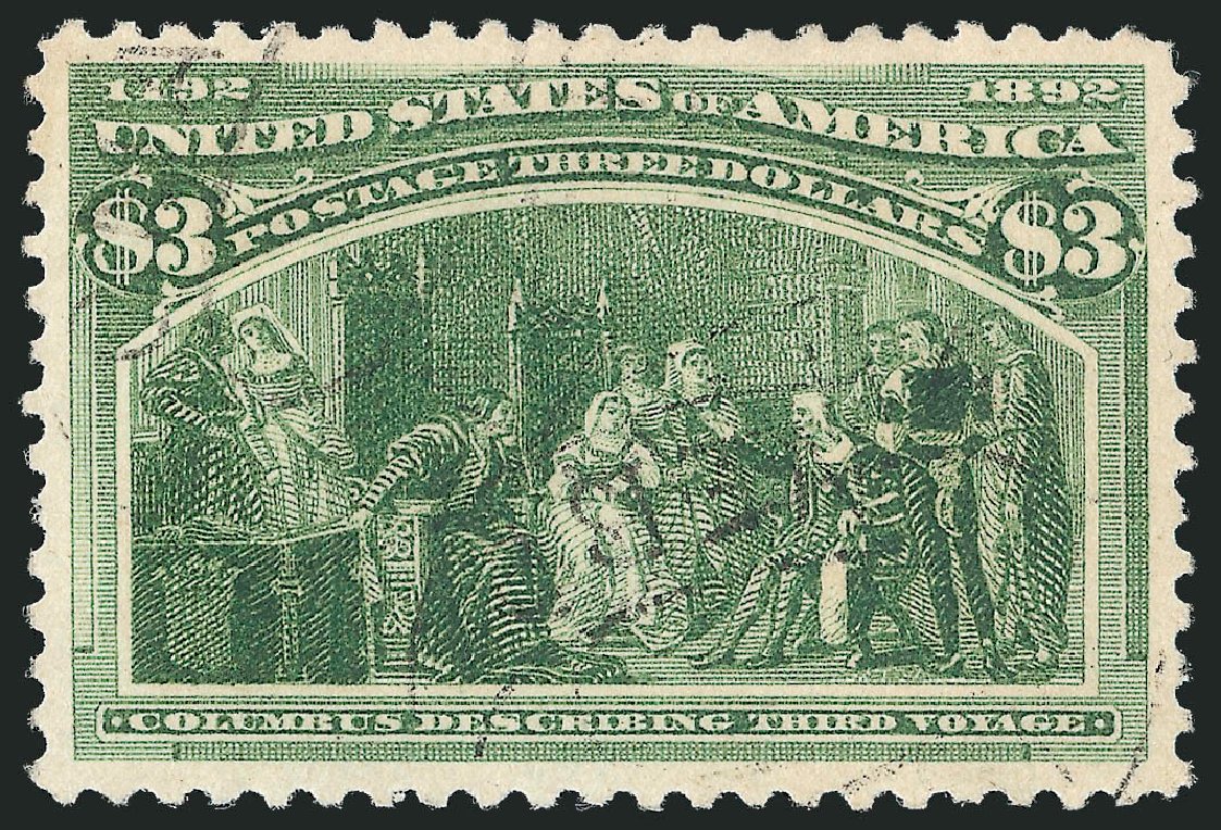 Cost of US Stamp Scott Cat. #243: 1893 US$3.00 Columbian Exposition. Robert Siegel Auction Galleries, Oct 2012, Sale 1032, Lot 3356