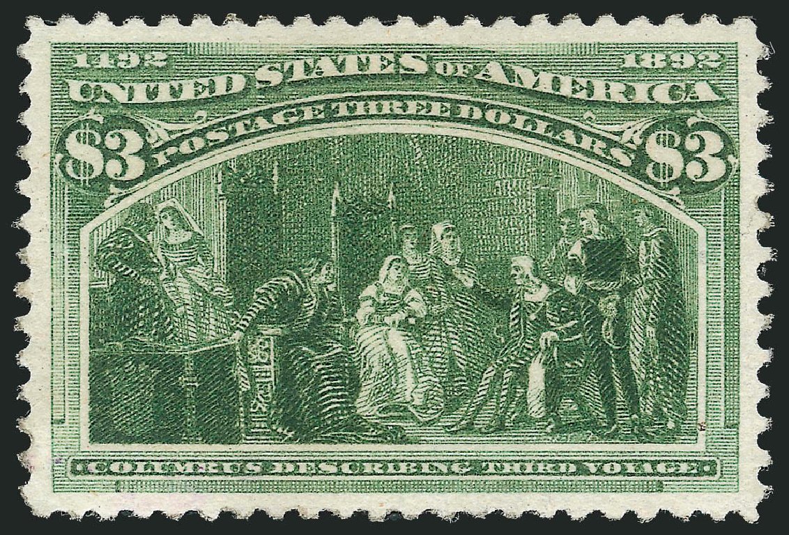 Cost of US Stamp Scott Cat. 243: 1893 US$3.00 Columbian Exposition. Robert Siegel Auction Galleries, Dec 2012, Sale 1037, Lot 1846