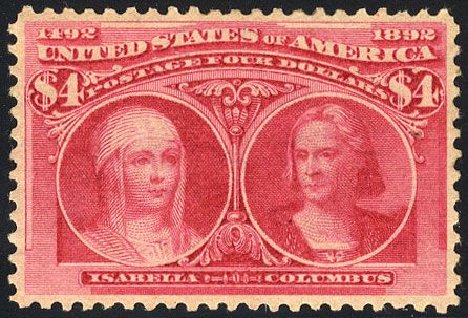 US Stamps Value Scott Cat. 244: 1893 US$4.00 Columbian Exposition. Cherrystone Auctions, Jan 2008, Sale 200801, Lot 1157