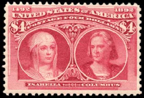 Values of US Stamp Scott Catalogue 244: US$4.00 1893 Columbian Exposition. Harmer-Schau Auction Galleries, Oct 2010, Sale 87, Lot 217
