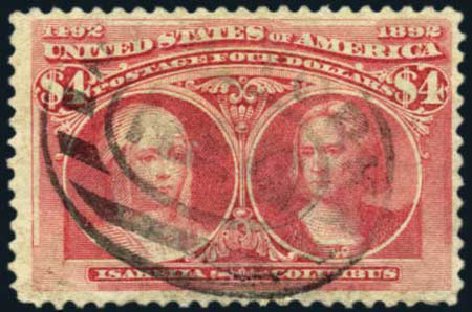 US Stamps Price Scott #244 - 1893 US$4.00 Columbian Exposition. Harmer-Schau Auction Galleries, May 2012, Sale 93, Lot 307