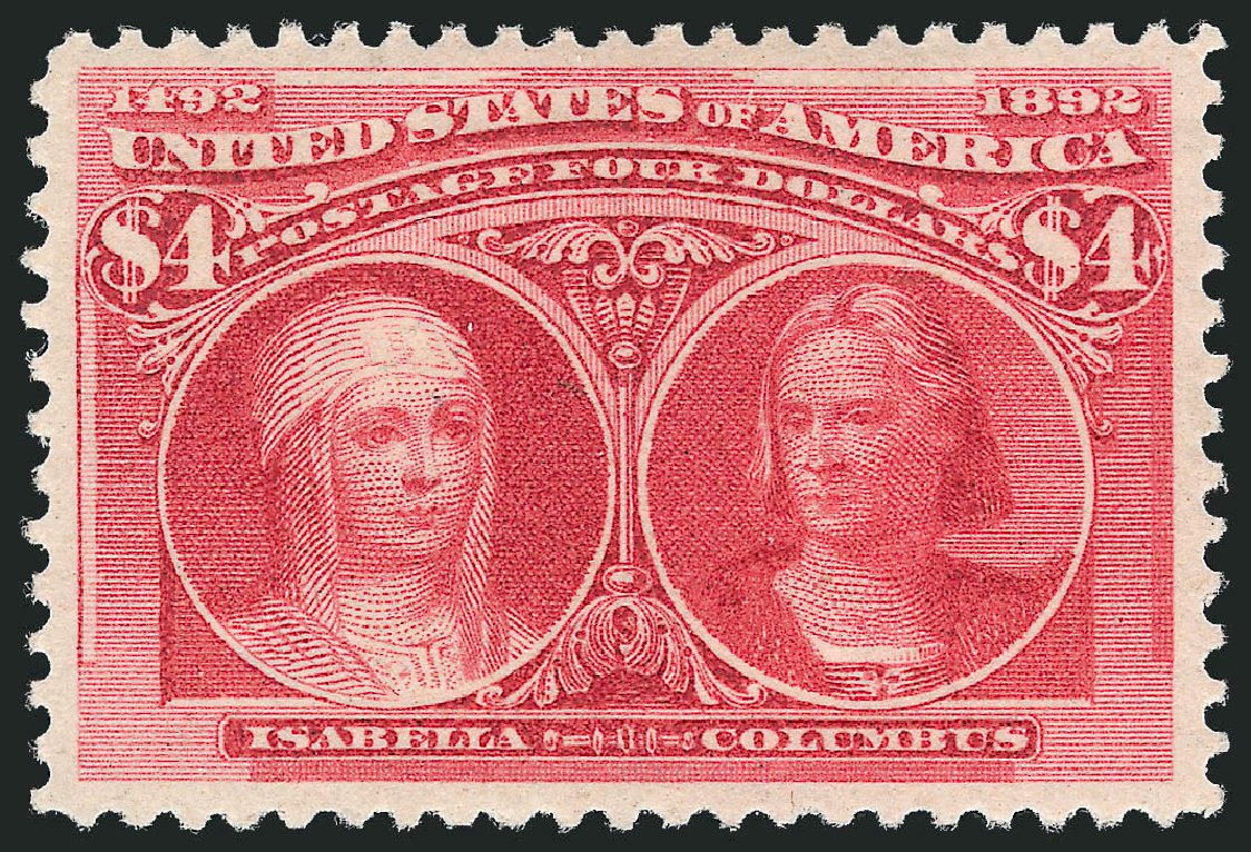 Value of US Stamps Scott Catalog # 244 - US$4.00 1893 Columbian Exposition. Robert Siegel Auction Galleries, Oct 2011, Sale 1014, Lot 1557
