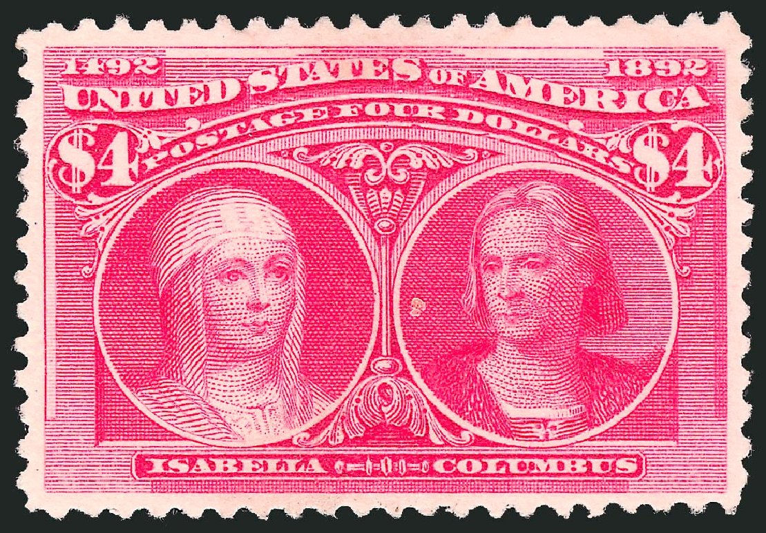 US Stamps Value Scott Cat. 244 - 1893 US$4.00 Columbian Exposition. Robert Siegel Auction Galleries, Jul 2013, Sale 1050, Lot 387