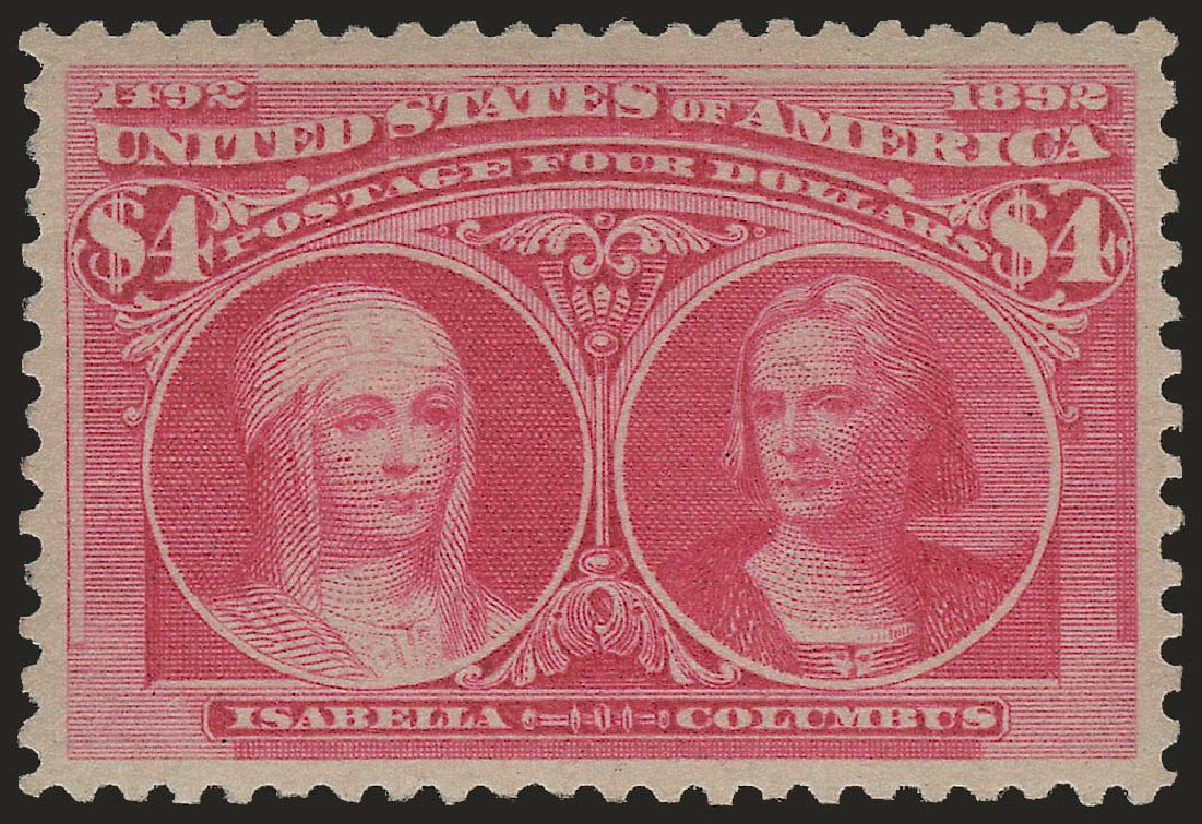 US Stamps Values Scott Catalog # 244 - 1893 US$4.00 Columbian Exposition. Robert Siegel Auction Galleries, Jun 2010, Sale 989, Lot 167