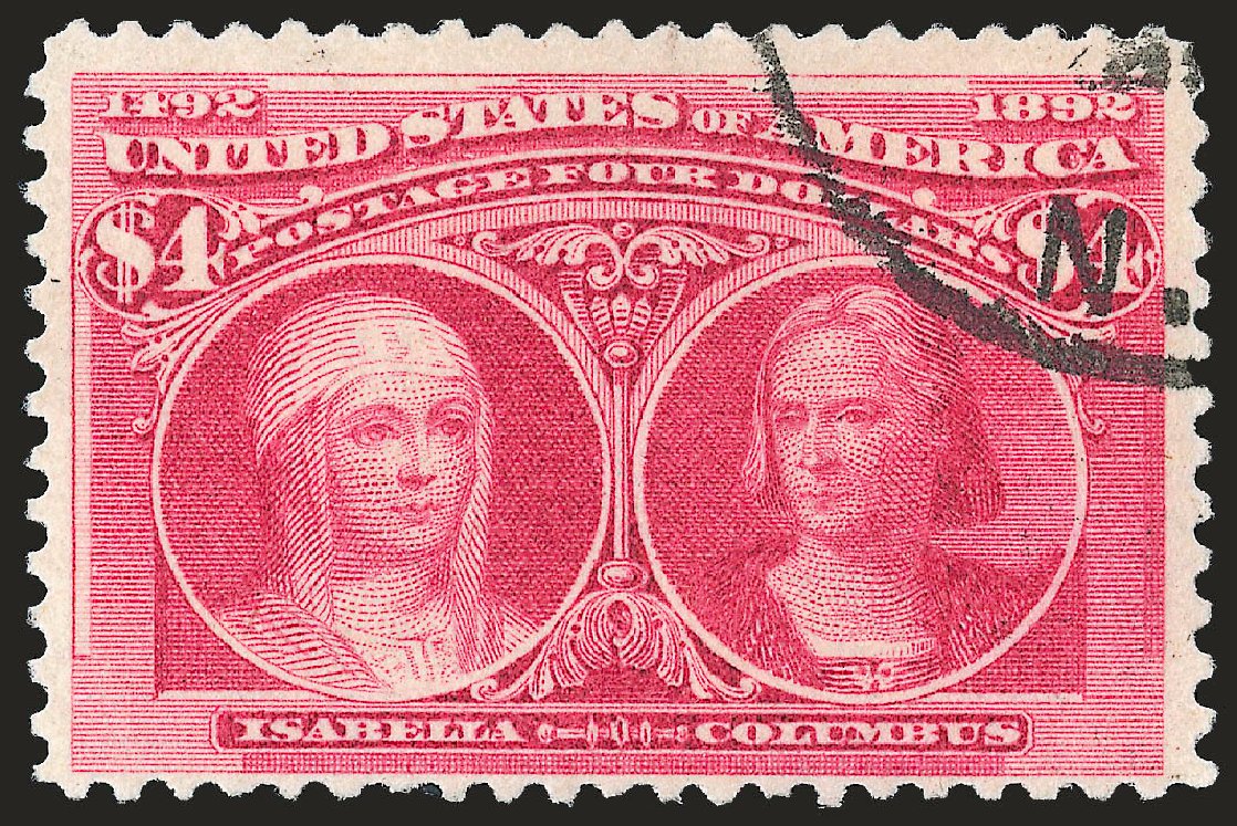 Values of US Stamp Scott Catalog #244: US$4.00 1893 Columbian Exposition. Robert Siegel Auction Galleries, Jun 2010, Sale 992, Lot 2337