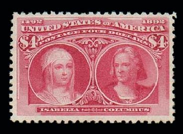 Prices of US Stamps Scott 244 - US$4.00 1893 Columbian Exposition. Matthew Bennett International, Oct 2007, Sale 320, Lot 508