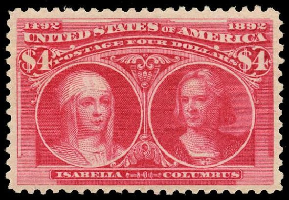 Cost of US Stamp Scott Cat. #244: US$4.00 1893 Columbian Exposition. Matthew Bennett International, May 2008, Sale 327, Lot 228