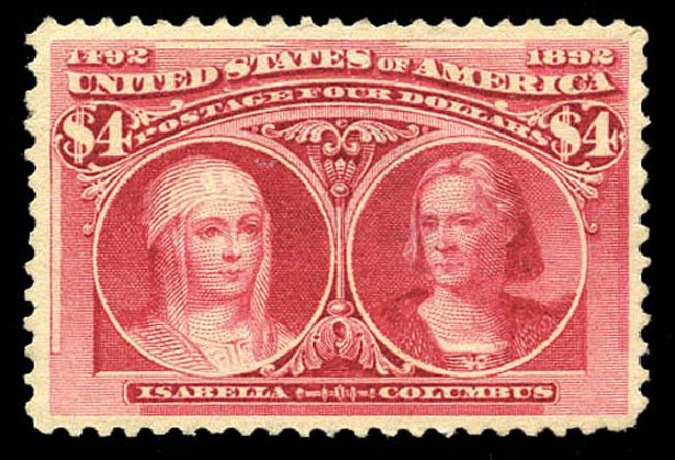Values of US Stamp Scott Catalogue 244 - 1893 US$4.00 Columbian Exposition. Matthew Bennett International, Mar 2011, Sale 337, Lot 2688