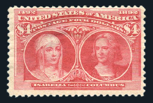 Value of US Stamp Scott Cat. 244: US$4.00 1893 Columbian Exposition. Harmer-Schau Auction Galleries, Aug 2015, Sale 106, Lot 1658