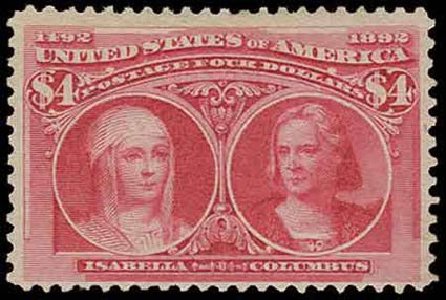 US Stamps Value Scott 244 - 1893 US$4.00 Columbian Exposition. H.R. Harmer, Nov 2013, Sale 3004, Lot 1178