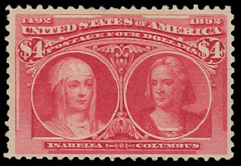 Prices of US Stamps Scott #244 - 1893 US$4.00 Columbian Exposition. Daniel Kelleher Auctions, Jul 2011, Sale 625, Lot 838