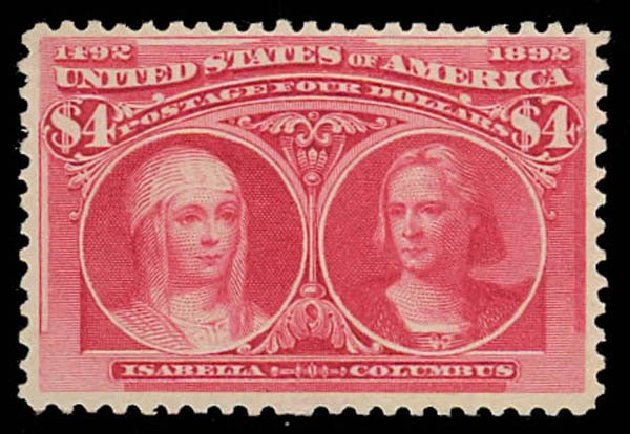 Prices of US Stamps Scott Catalog 244: US$4.00 1893 Columbian Exposition. Daniel Kelleher Auctions, Oct 2011, Sale 626, Lot 248