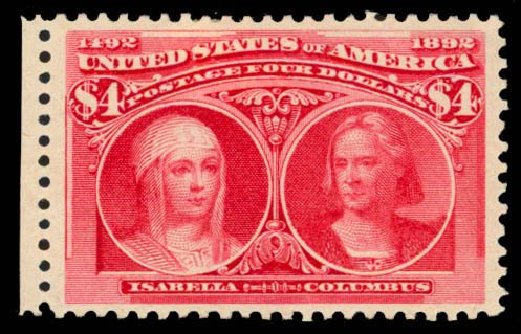 US Stamp Values Scott Catalogue # 244 - US$4.00 1893 Columbian Exposition. Daniel Kelleher Auctions, Apr 2013, Sale 636, Lot 208