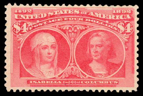 Costs of US Stamps Scott Cat. #244 - 1893 US$4.00 Columbian Exposition. Daniel Kelleher Auctions, May 2015, Sale 669, Lot 2758